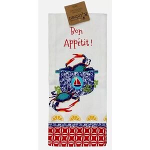 Kay Dee Designs Kitchen Tea Towels Fresh Catch Crabs 18x28 White, New